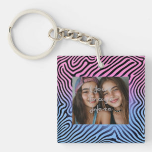 Porte-clefs Cadre photo en bande Zèbre rose rétro