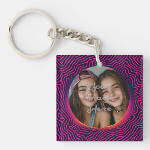 Porte-clefs Cadre photo personnalisé Neon Vaporwave Swirl