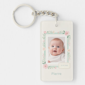 Porte-clefs Cadre photo vide floral aquarelle pastel