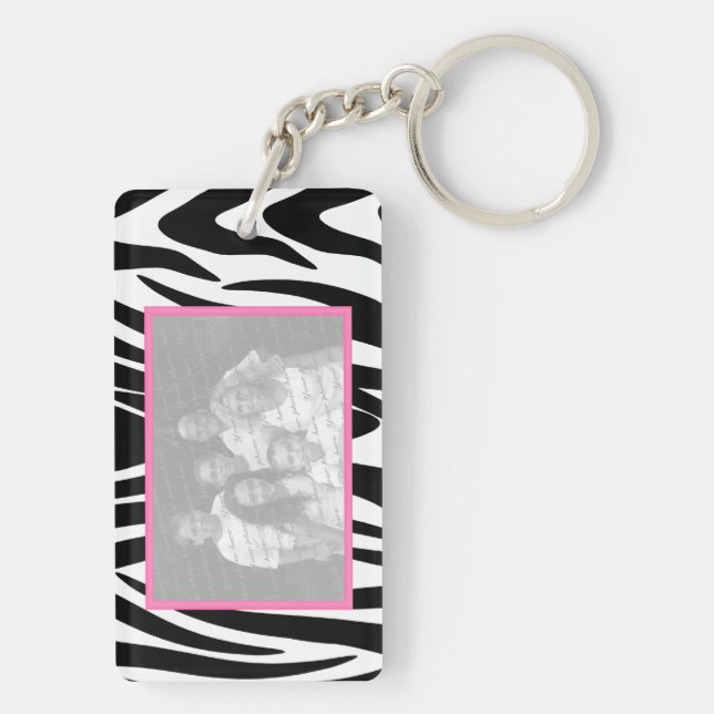 Porte-clefs Cadre photo Zebra et rose (Dos)