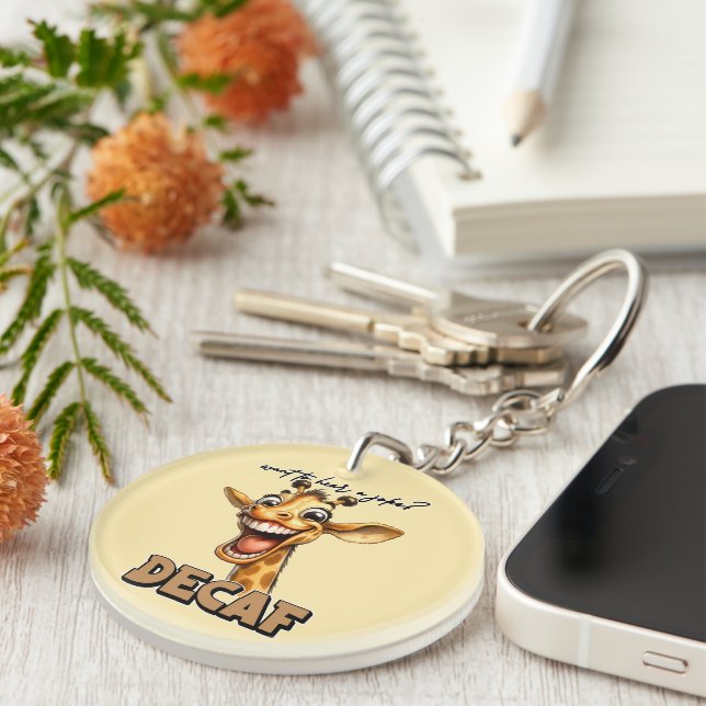 Porte-clefs Café d'art de mots de girafe drôle  (Devant Droit)