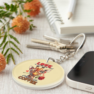 Porte-clefs Café d'art verbal de girafe amusant