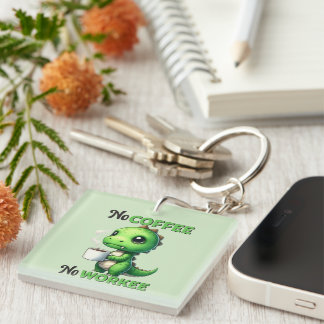 Porte-clefs Café drôle dinosaure art de mot