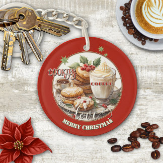 Porte-clefs Café vintage Cookies Aimer Noël