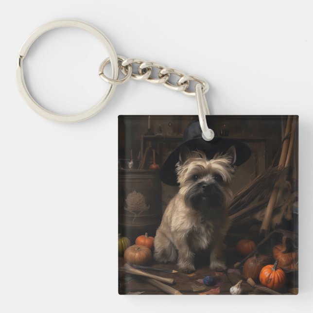 Porte-clefs Cairn Terrier Citrouilles Halloween effroi (Devant)