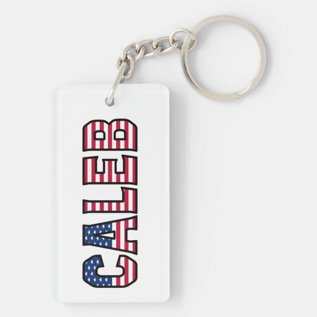 Porte-clefs Caleb Nom Prénom U.S. Drapeau Remorque Clé (Dos)