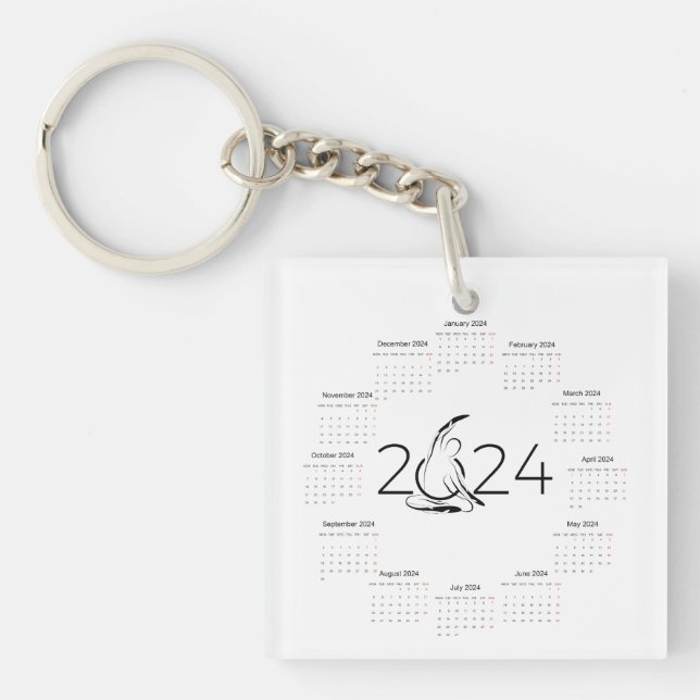 Porte-clefs Calendrier 2024 pour instructeur Pilates (Devant)
