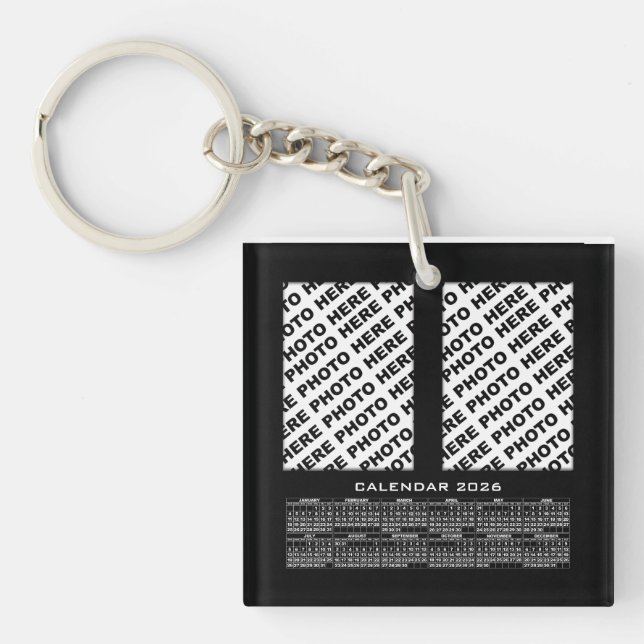 Porte-clefs Calendrier 2026 Ajouter 4 Photos Verticales Porte  (Devant)