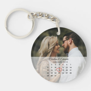 Porte-clefs Calendrier d'anniversaire du Mariage photo simple 