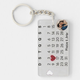 Porte-clefs Calendrier de date de sauvegarde de photo personna