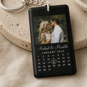 Porte-clefs Calendrier Élégant de Mariage et d'Anniversaire de