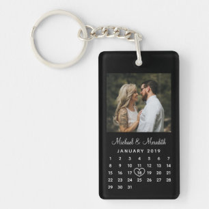 Porte-clefs Calendrier Mariage à double face élégant