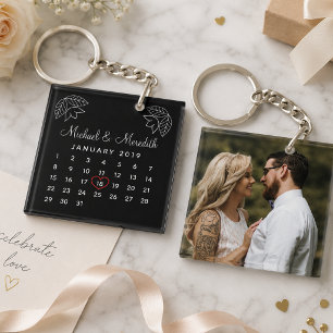 Porte-clefs Calendrier Personnalisé Élégant d'Anniversaire de