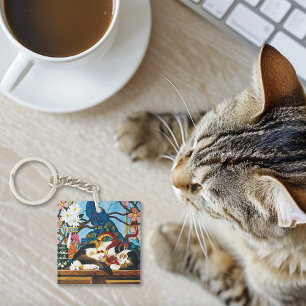 Porte-clefs Calico Cat Dragon Rouge