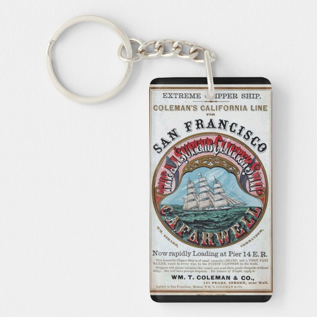 Porte-clefs California Farwell Clipper voilier ship 1900 (Devant)