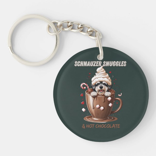 Porte-clefs Câlins de Schnauzer & Chocolat Chaud (Devant)
