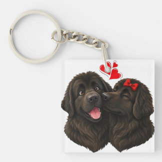 Porte-clefs Câlins de Terre-Neuve Amour de chiot