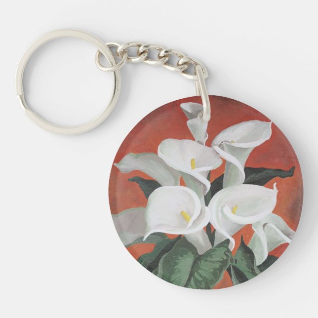 Porte-clefs Calla Lilies Sur Un Arrière - plan Rouge (Devant)