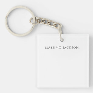Porte-clefs Calligraphie chic simple noir et blanc de son prop