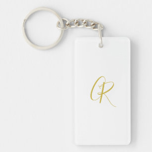 Porte-clefs Calligraphie couleur or monogramme moderne minimal
