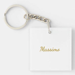 Porte-clefs Calligraphie de couleur or élégante simple et sobr
