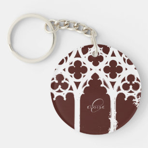 Porte-clefs Calligraphie de fenêtre gothique minimaliste borde