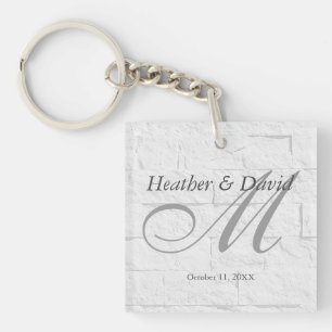 Porte-clefs Calligraphie de mur de brique Script Monogramme Ma