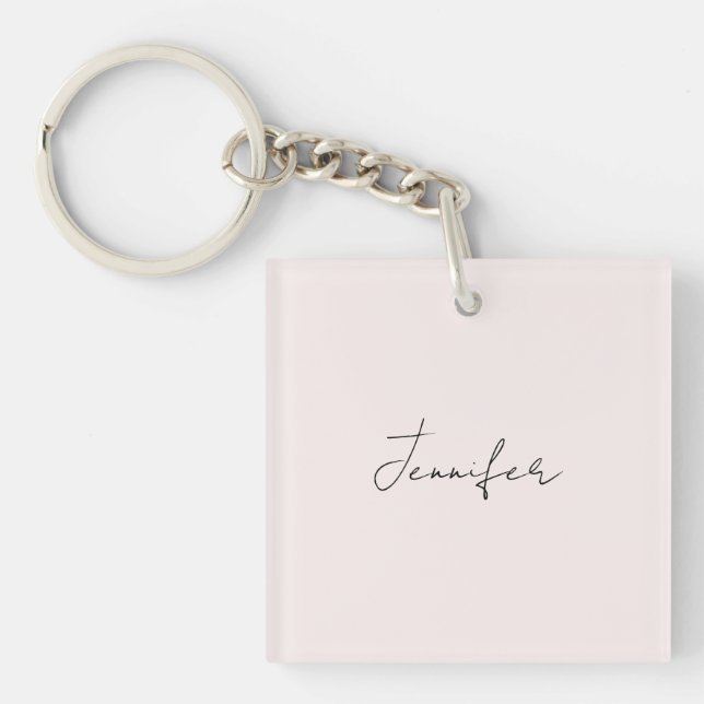 Porte-clefs Calligraphie Élégant Couleur Pastel Simple Nom (Devant)