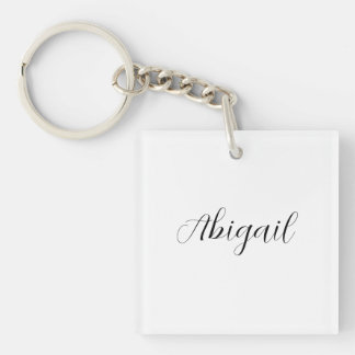 Porte-clefs Calligraphie Elégant Noir Blanc Plaine Nom simple