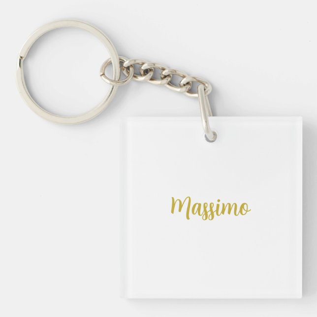 Porte-clefs Calligraphie Élégant Or Blanc Simple Nom (Devant)