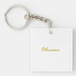 Porte-clefs Calligraphie Élégant Or Blanc Simple Nom