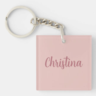 Porte-clefs Calligraphie Élégant Rose Or Plaine Nom simple