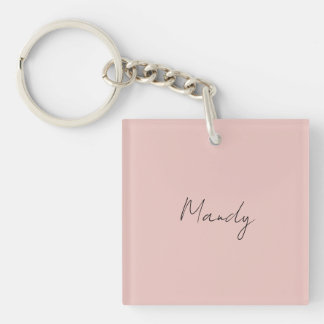 Porte-clefs Calligraphie Élégant Rose Or Plaine Nom simple