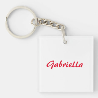 Porte-clefs Calligraphie Élégant Rouge Blanc Plaine Nom simple