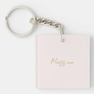Porte-clefs Calligraphie élégante de couleur or et pastel Nom