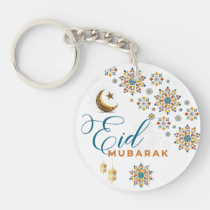 Porte-clefs Calligraphie élégante Eid Mubarak Lune Étoiles