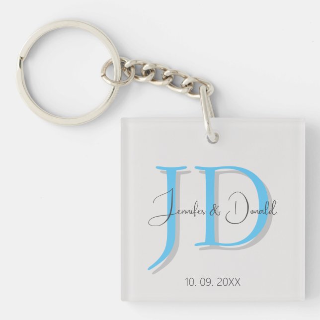 Porte-clefs Calligraphie monogramme de script classique tendan (Devant)