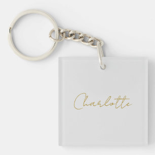 Porte-clefs Calligraphie or couleur gris Personnalisé Edition