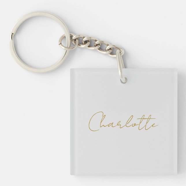 Porte-clefs Calligraphie or couleur gris Personnalisé Edition  (Devant)