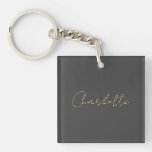 Porte-clefs Calligraphie or couleur gris Personnalisé Edition