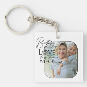 Porte-clefs Calligraphie Photo personnalisée d'anniversaire po