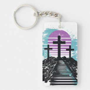 Porte-clefs Calvaire Golgotha c'est fini Moderne chrétien