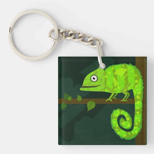 Porte-clefs Caméléon vert mignon (Devant)
