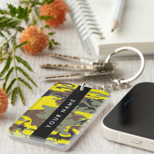 Porte-clefs Camouflage jaune et Brown Votre nom Personnalisez