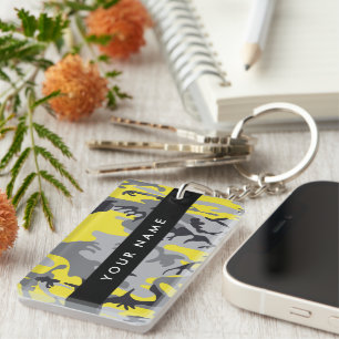 Porte-clefs Camouflage jaune et gris Votre nom Personnalisez