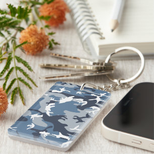 Porte-clefs Camouflage neige hivernale bleue, Militaire, Armée
