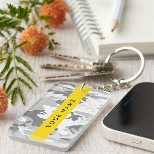 Porte-clefs Camouflage neige hivernale grise Personnalisez vot