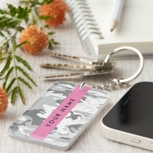 Porte-clefs Camouflage neige hivernale grise Personnalisez vot