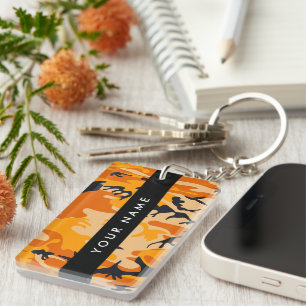 Porte-clefs Camouflage Orange Personnaliser votre nom