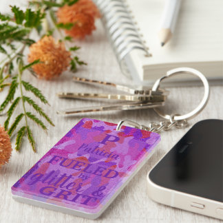 Porte-clefs Camouflage Pailleté Violet Rose Chaud Nom